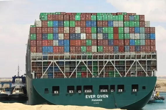 Container ship Ever Given crosses Suez Canal for return trip