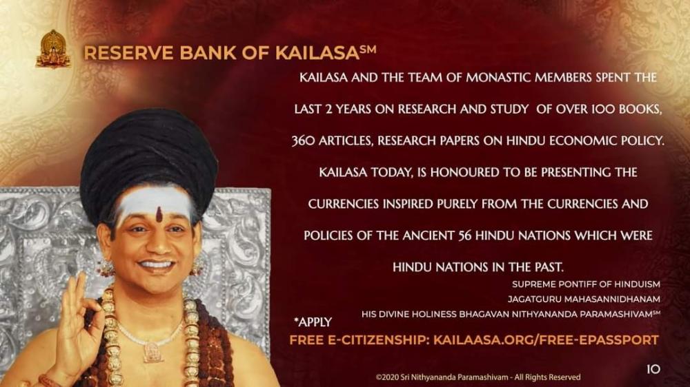 The Weekend Leader - Godman Nithyananda unveils 'Reserve Bank of Kailaasa'