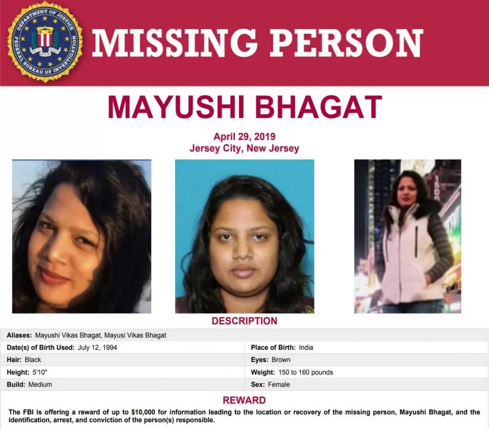 The Weekend Leader - FBI Offers $10,000 Reward for Information on Missing Indian Student Mayushi Bhagat
