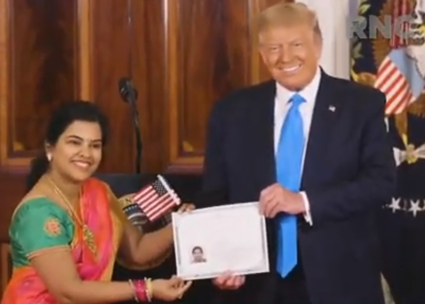 The Weekend Leader - Trump welcomes Indian as new US citizen at WH rite