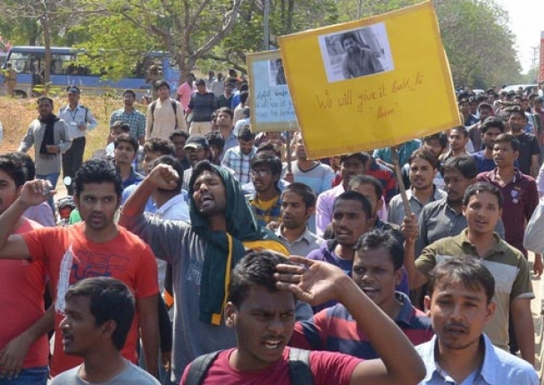 Protests over Dalit student's suicide, central minister booked