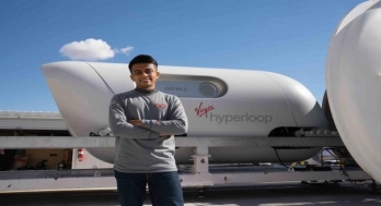 Young Indian rides hyperloop, a superfast vehicle developed by Richard Branson?s Virgin Group