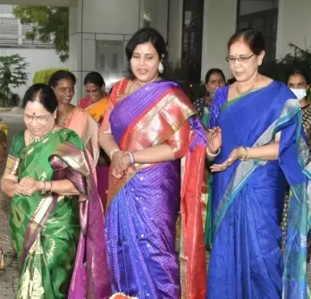 Telangana CM's wife, daughter-in-law take part in Bathukamma