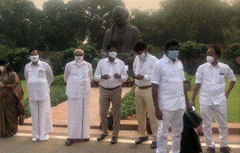 DMK, other UPA allies stage protest demanding cancellation of NEET