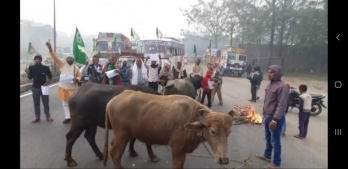 Trade union strike hits Bihar, workers block roads with buffaloes