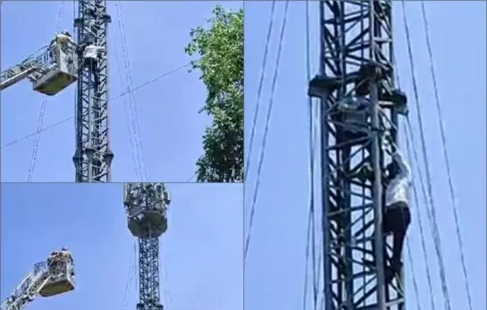 Delhi Police Use Fire Brigade Crane To Bring Down TN Farmers From Mobile Tower